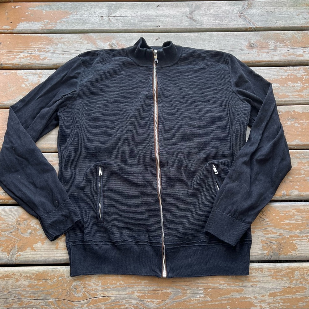 Zara Man Black Full Zip Sweater - Size XL
